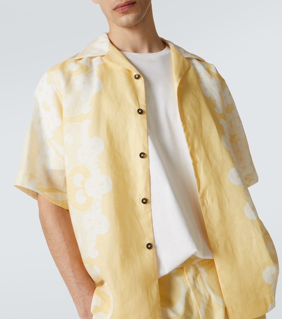 Camisa bowling de lino floral  | Commas