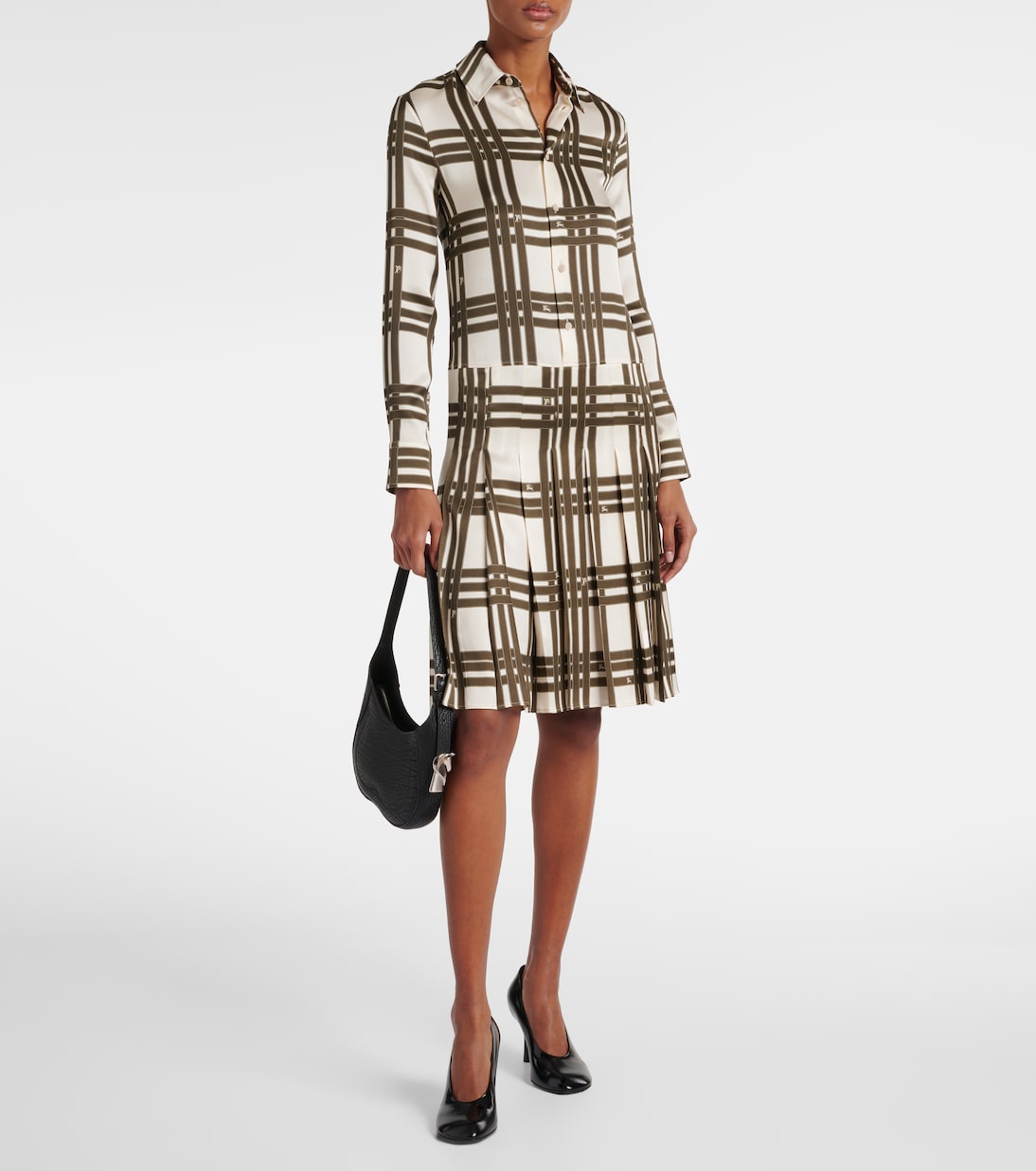 Hemdblusenkleid Ribbon Check aus Seide | Burberry