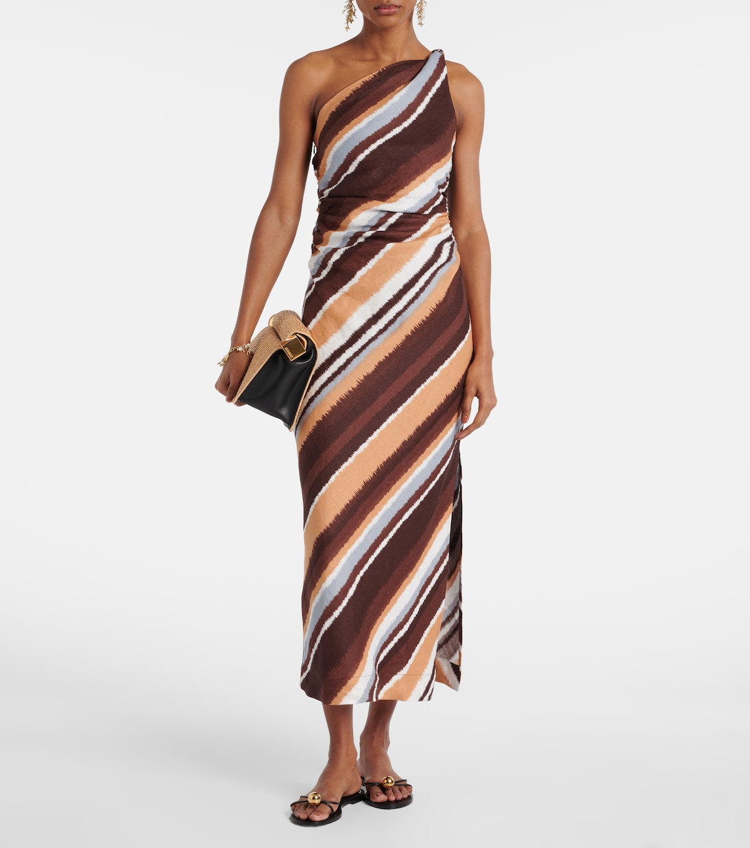 Marga striped one-shoulder linen maxi dress | Faithfull