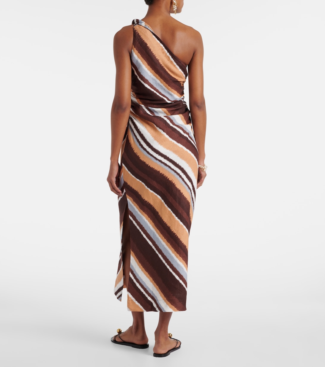 Marga striped one-shoulder linen maxi dress | Faithfull