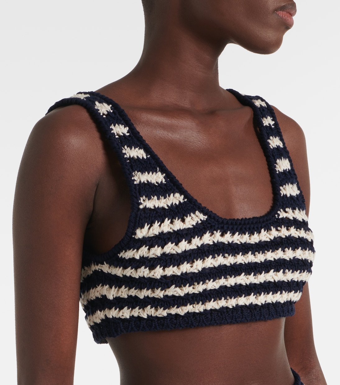 Crochet striped cotton crop top | Prada