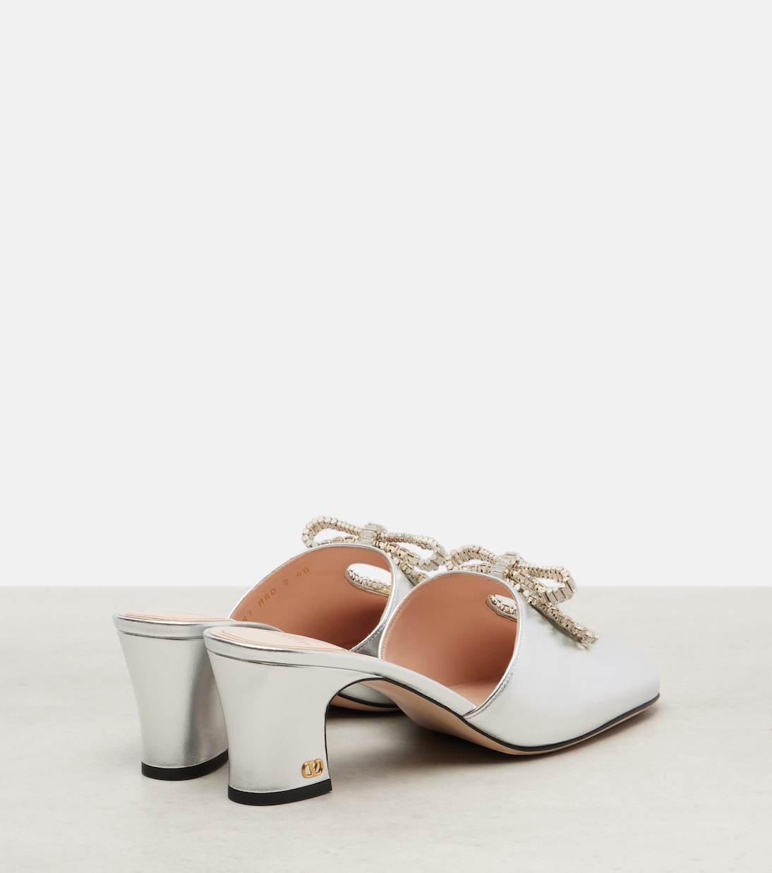 Adamantine 60 metallic leather mules | Valentino Garavani