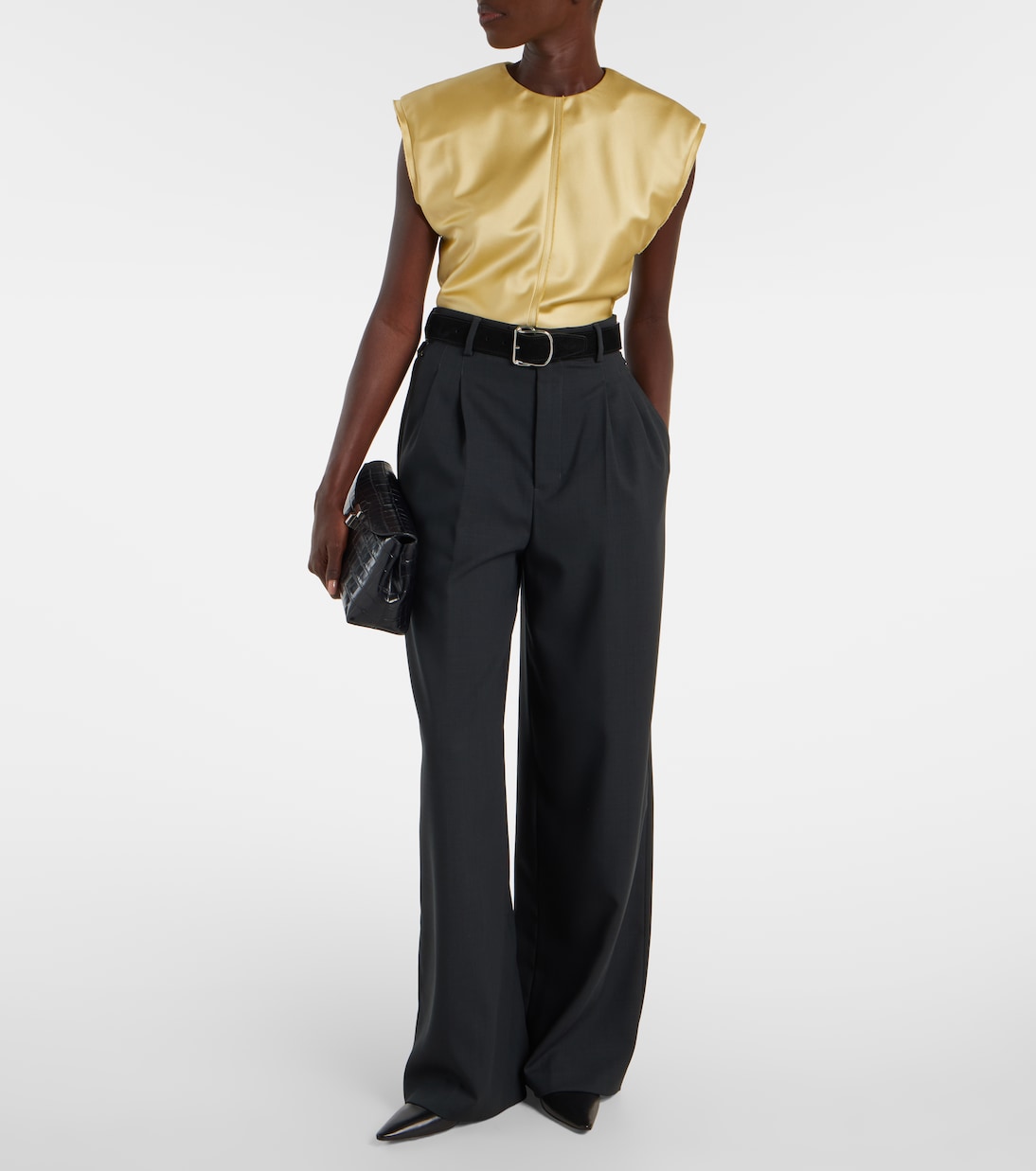 High-rise virgin wool twill pants  | Ami Paris