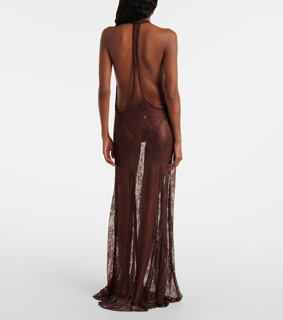 Abito lungo in pizzo trasparente | Adriana Degreas