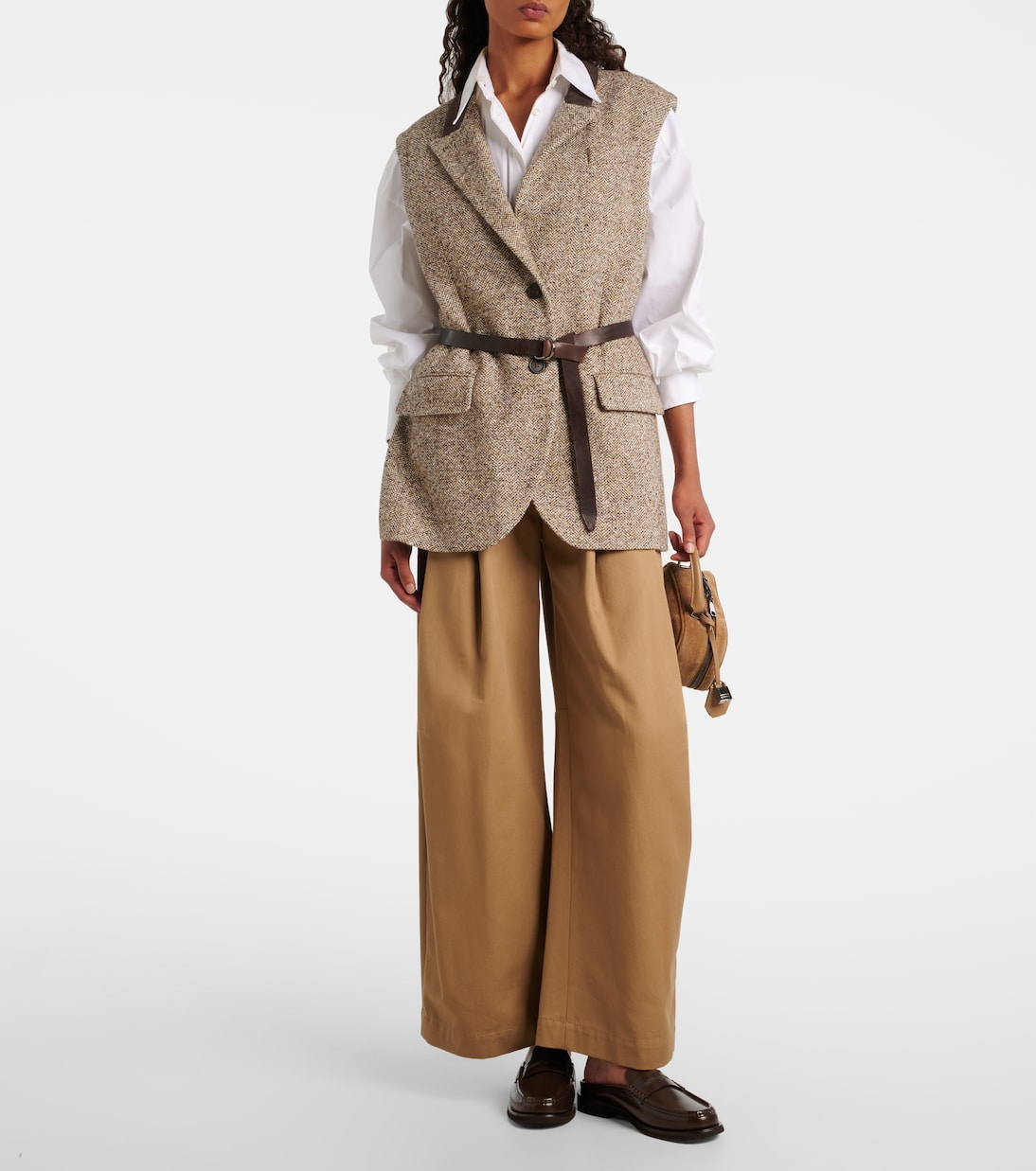 Belted wool and silk-blend vest | Brunello Cucinelli