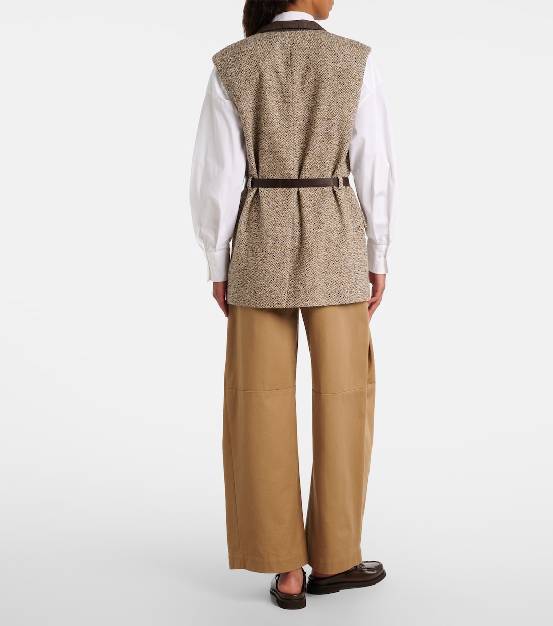 Belted wool and silk-blend vest | Brunello Cucinelli