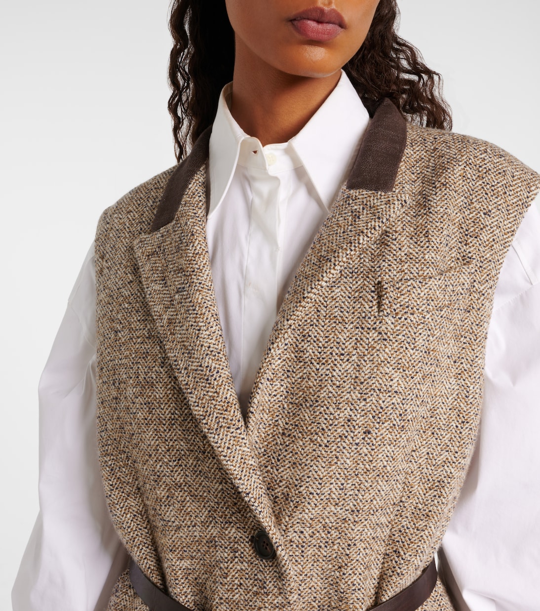 Belted wool and silk-blend vest | Brunello Cucinelli