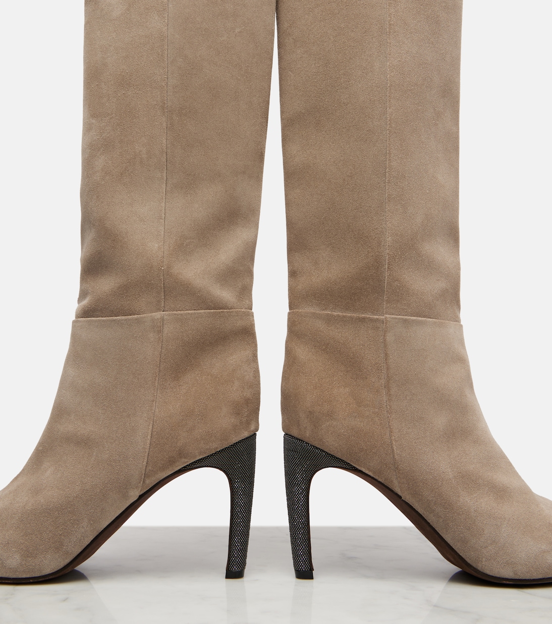 Monili suede knee-high boots | Brunello Cucinelli