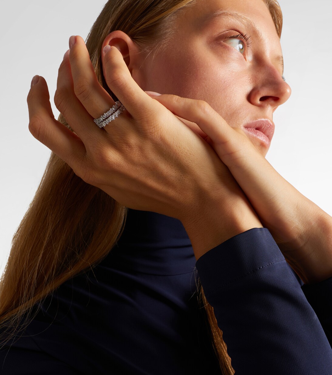 Anneaux de superposition pour bague connectée Icon Mini en or blanc 18 ct et diamants | Suzanne Kalan