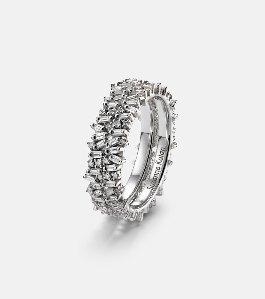 Anneaux de superposition pour bague connectée Icon Mini en or blanc 18 ct et diamants | Suzanne Kalan