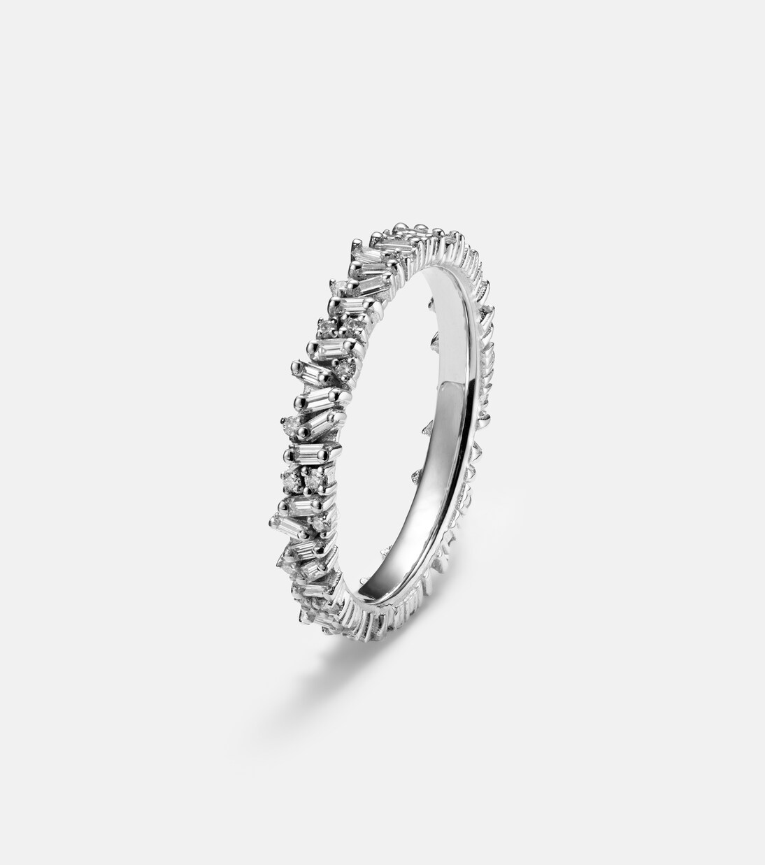 Anneaux de superposition pour bague connectée Icon Mini en or blanc 18 ct et diamants | Suzanne Kalan