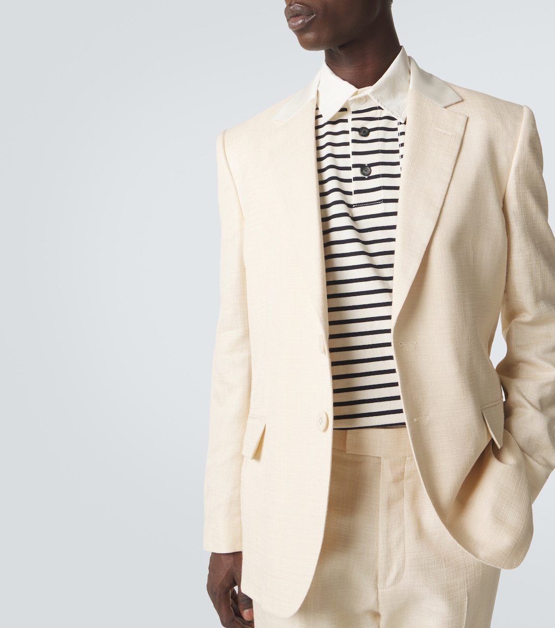 Blazer Alto bordé de satin | Wales Bonner