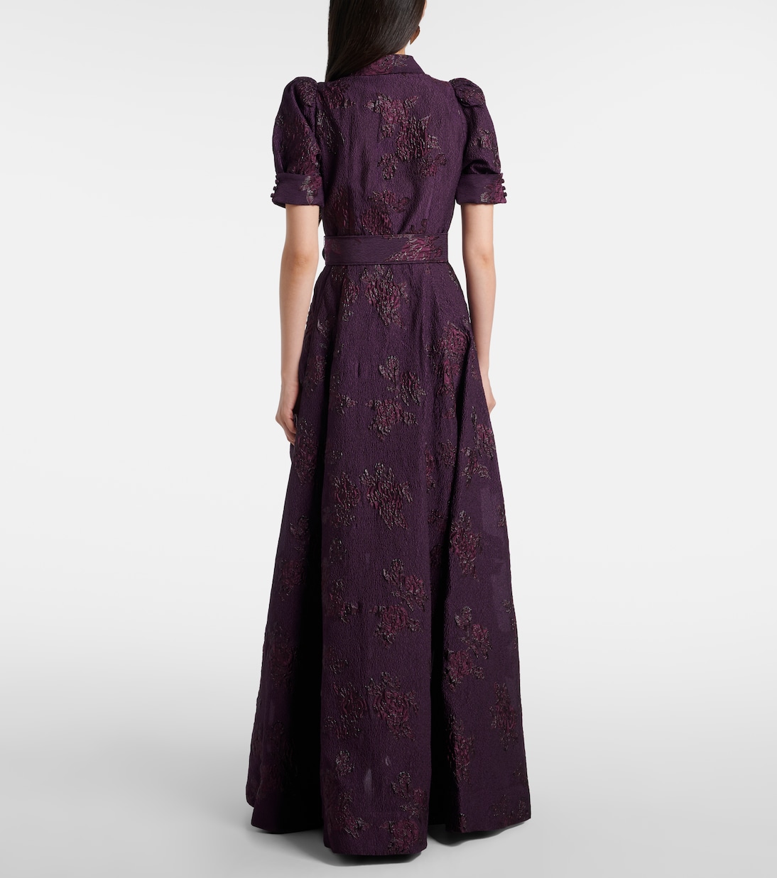 Afina belted floral brocade gown | Rebecca Vallance