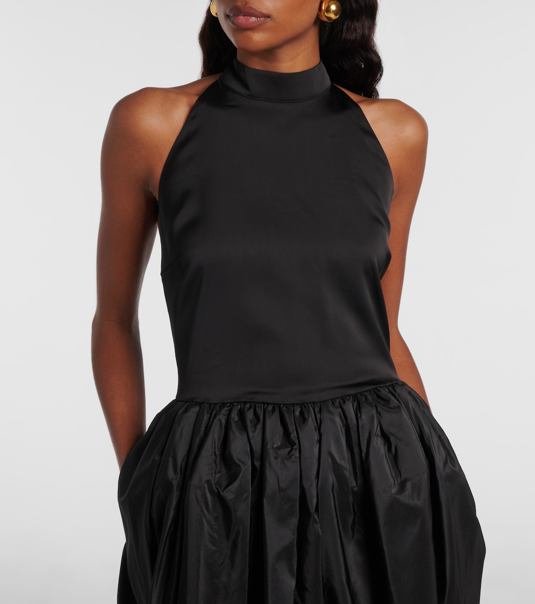 Gathered satin taffeta maxi dress | Rotate