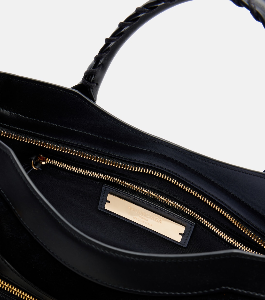 Le City Medium leather-trimmed suede tote bag | Balenciaga