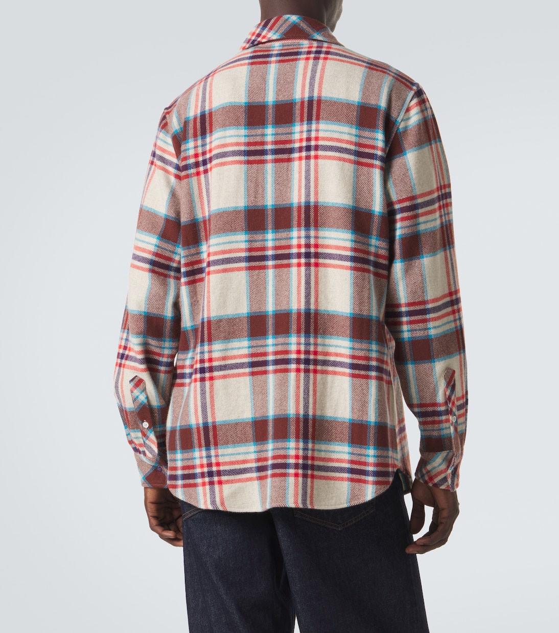 Plaid cashmere shirt with amethyst | God's True Cashmere