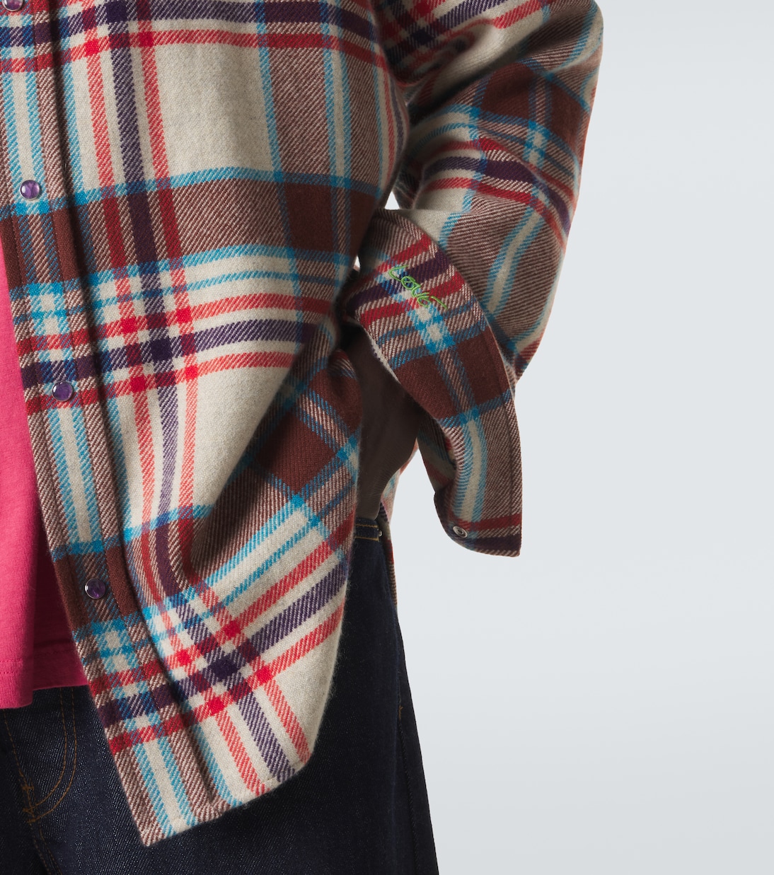 Plaid cashmere shirt with amethyst | God's True Cashmere