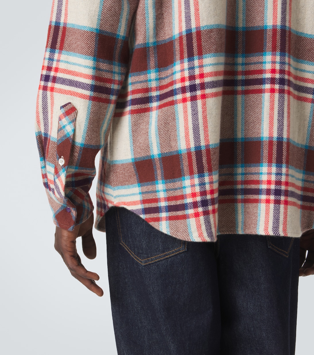 Plaid cashmere shirt with amethyst | God's True Cashmere