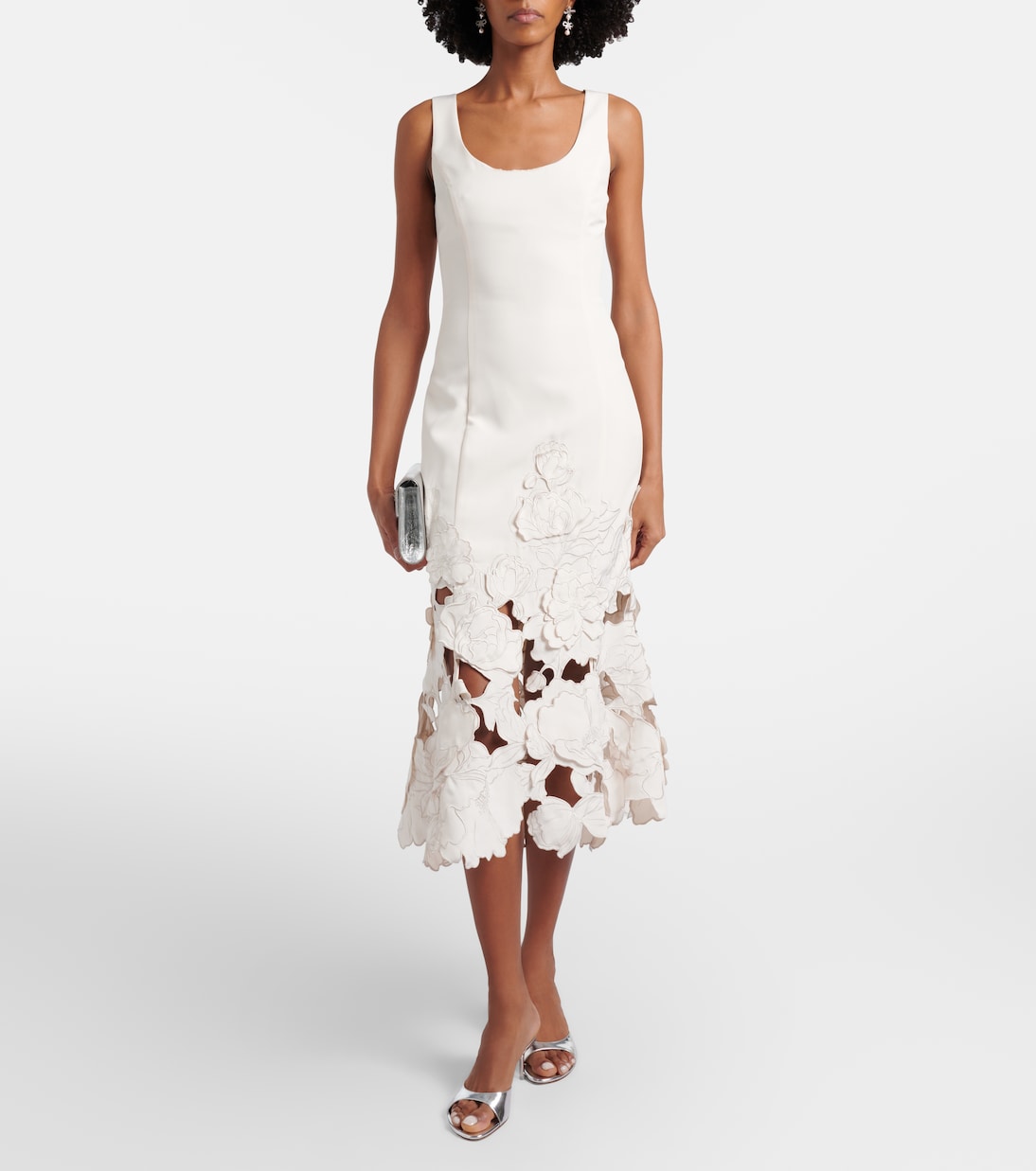 Floral-appliqué midi dress | Leo Lin