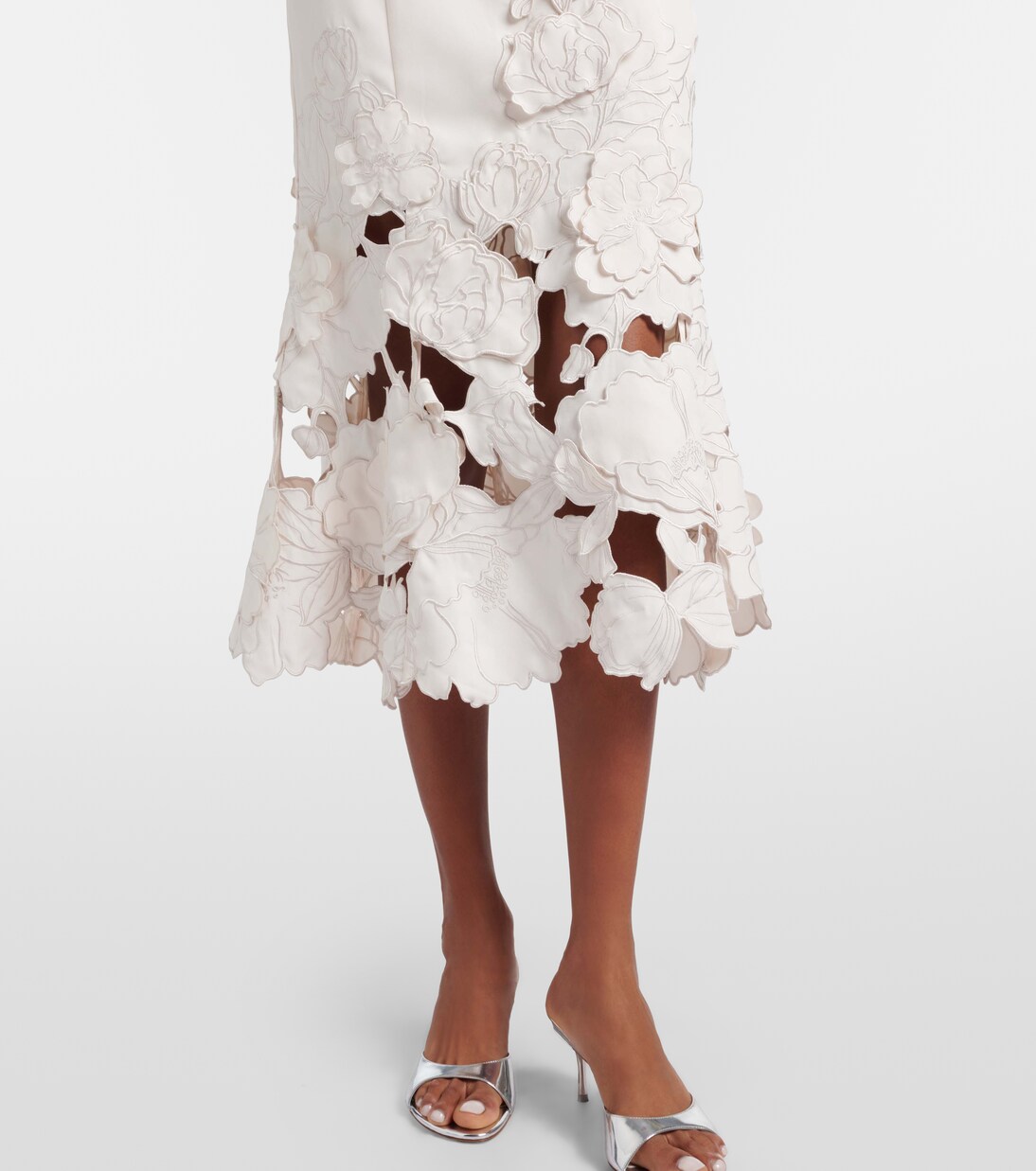 Floral-appliqué midi dress | Leo Lin