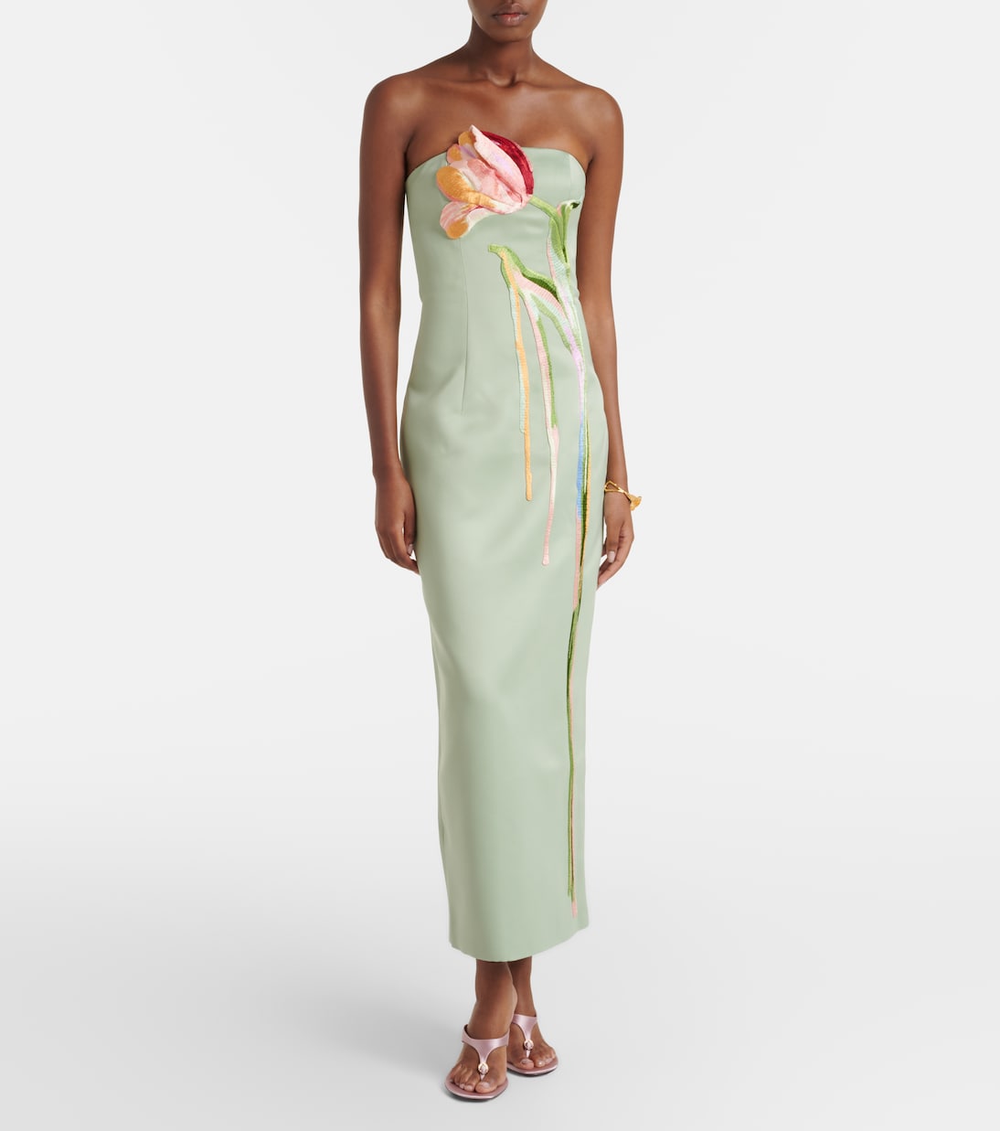 Marilyn floral-appliqué bustier dress | Leo Lin