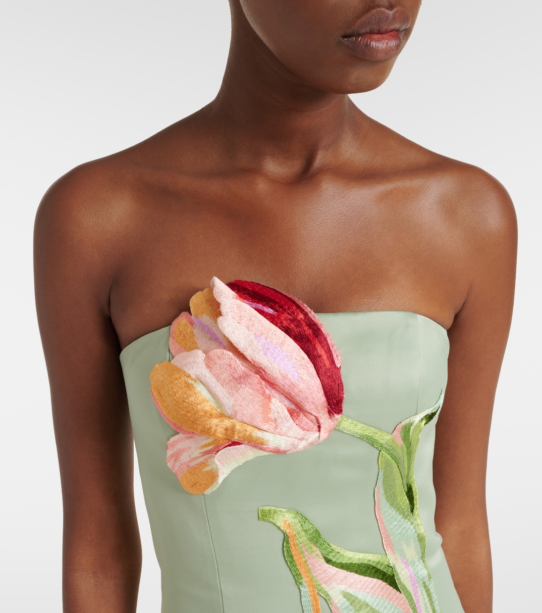 Marilyn floral-appliqué bustier dress | Leo Lin