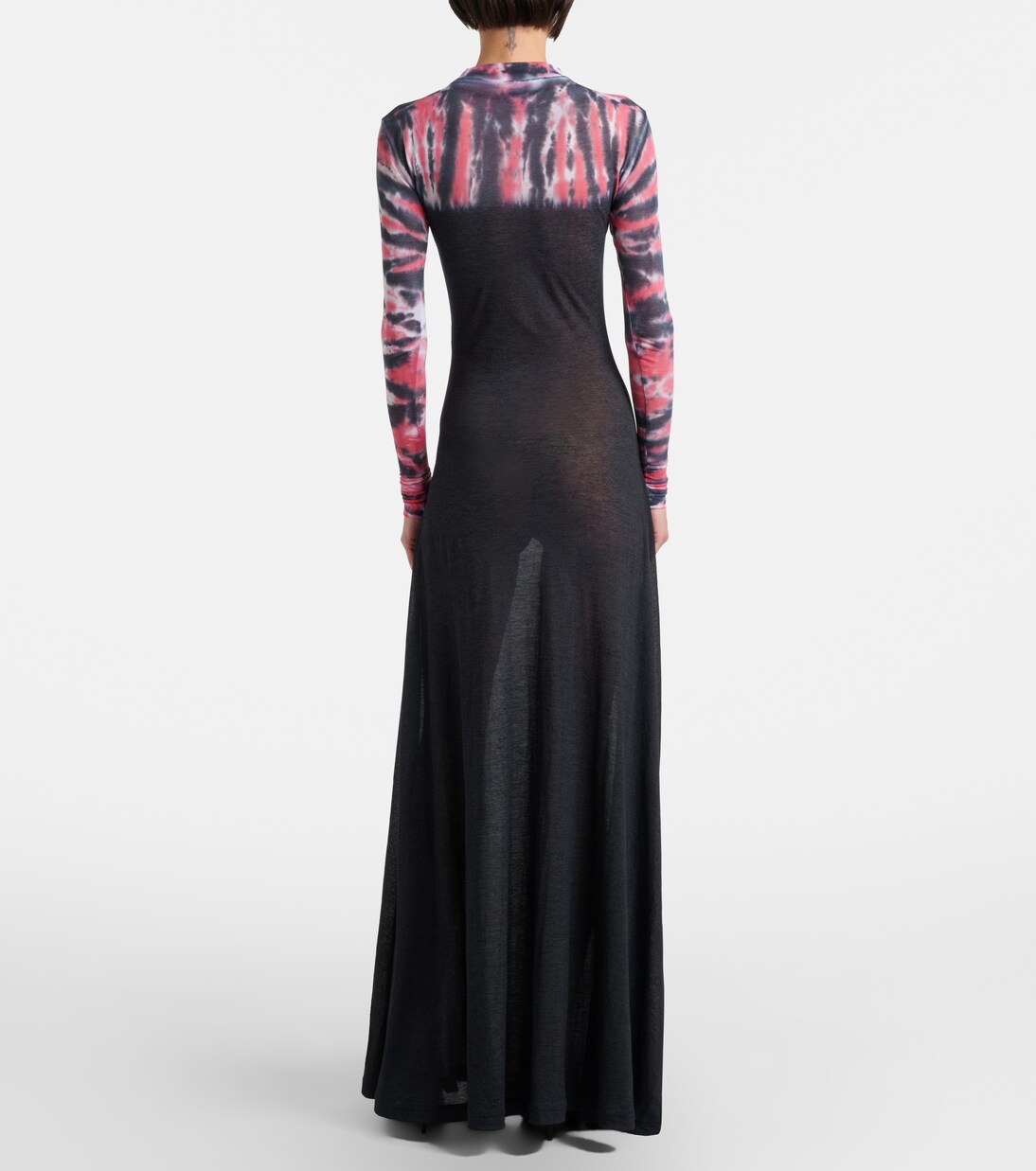 Abito lungo in jersey di misto cotone con stampa tie-dye | Balenciaga