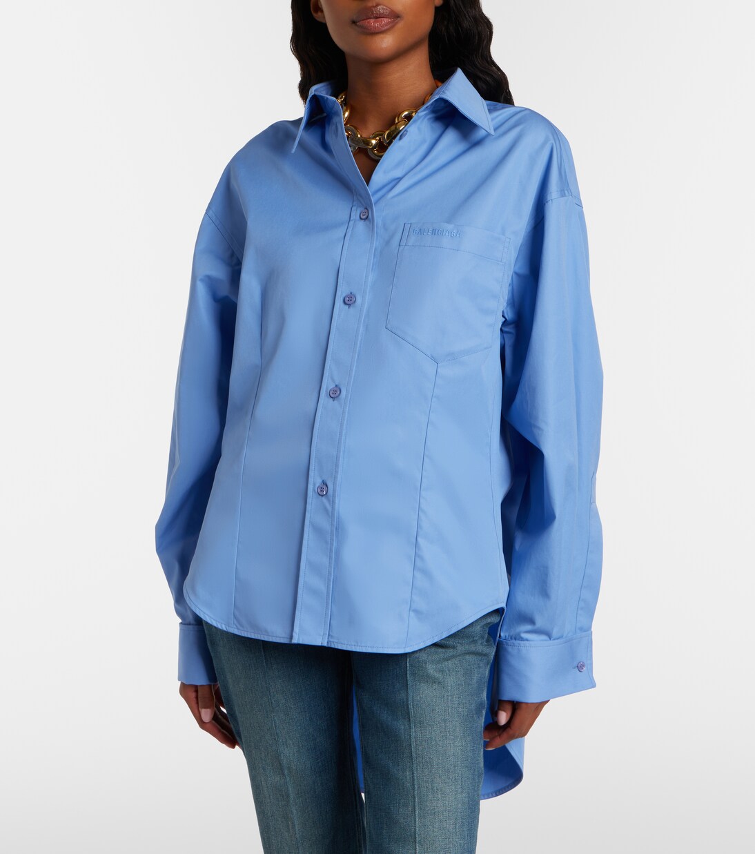 Camisa asimétrica de popelín de algodón | Balenciaga
