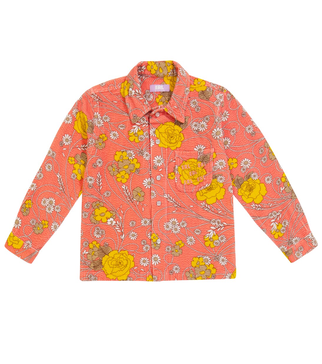 Floral stretch-cotton corduroy shirt | ERL Kids