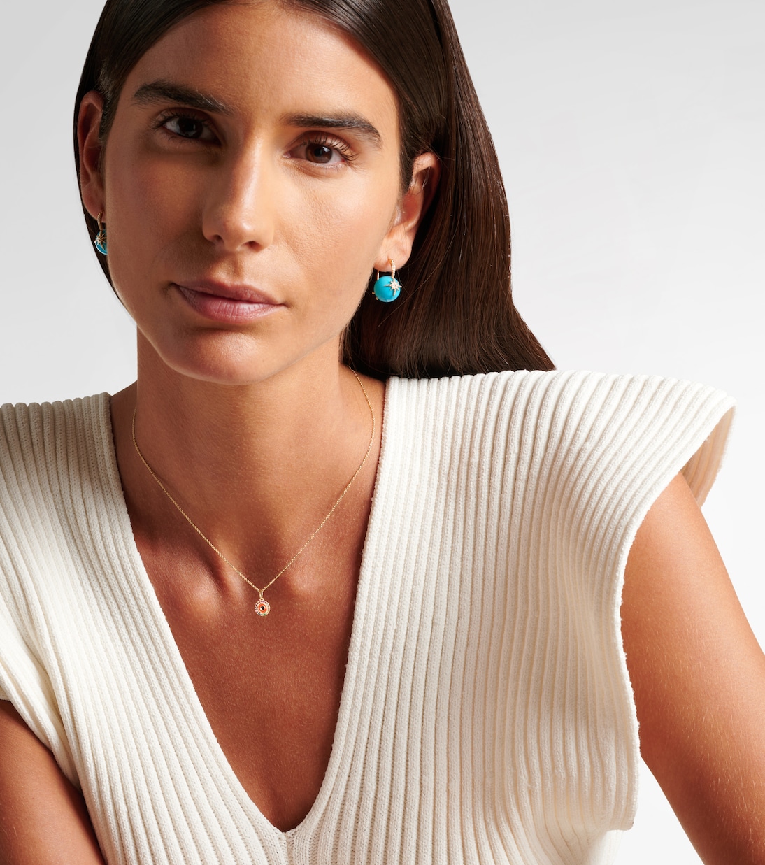 Halskette Evil Eye aus 14kt Gelbgold (585/1000) mit Emaille und Edelsteinen | Sydney Evan