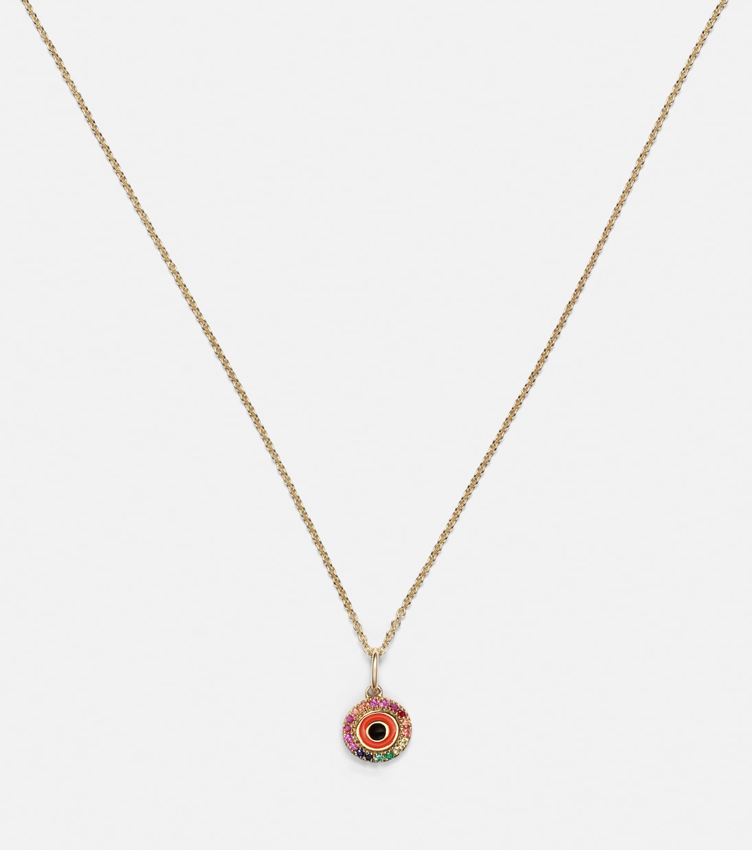 Halskette Evil Eye aus 14kt Gelbgold (585/1000) mit Emaille und Edelsteinen | Sydney Evan