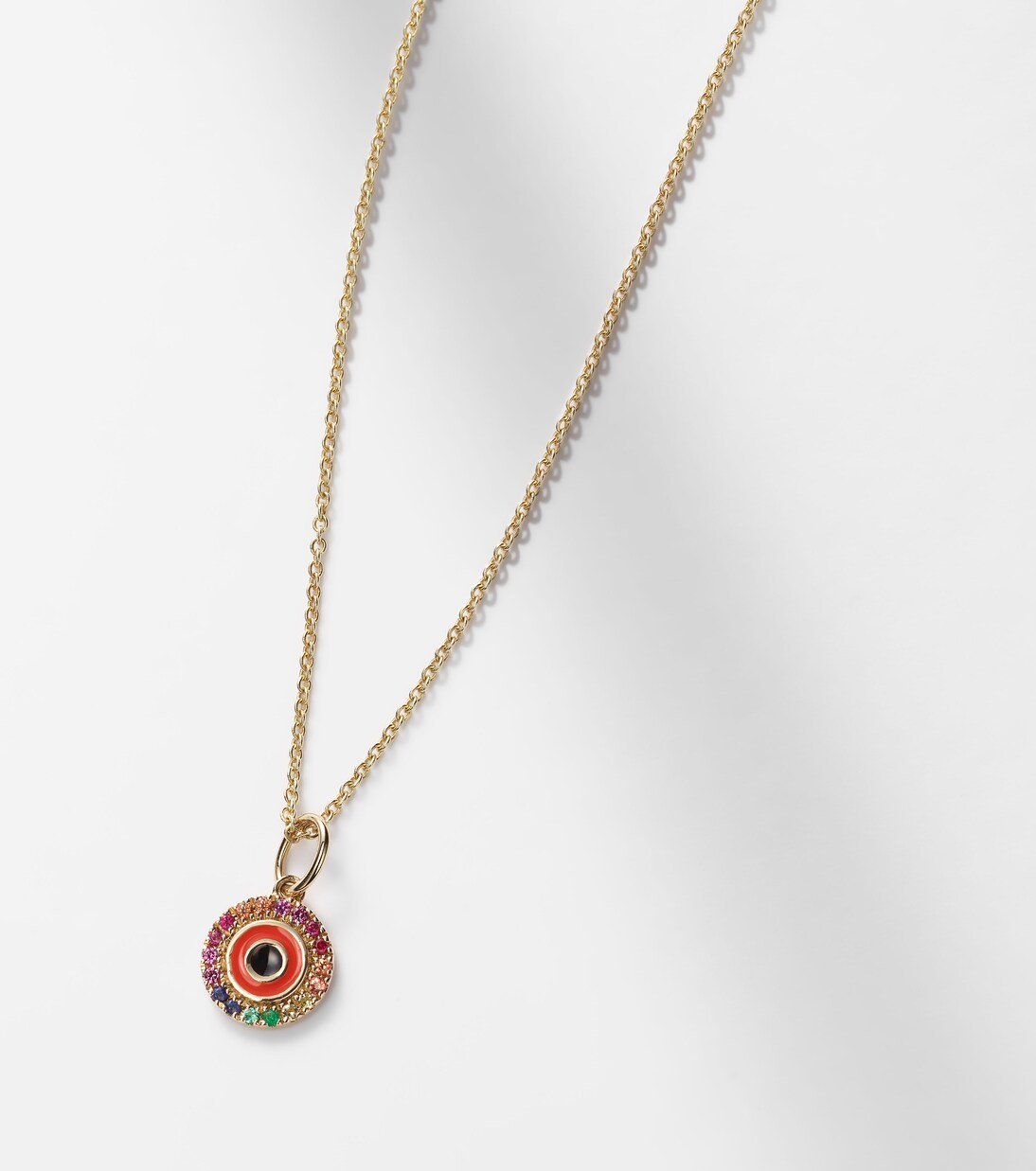 Halskette Evil Eye aus 14kt Gelbgold (585/1000) mit Emaille und Edelsteinen | Sydney Evan