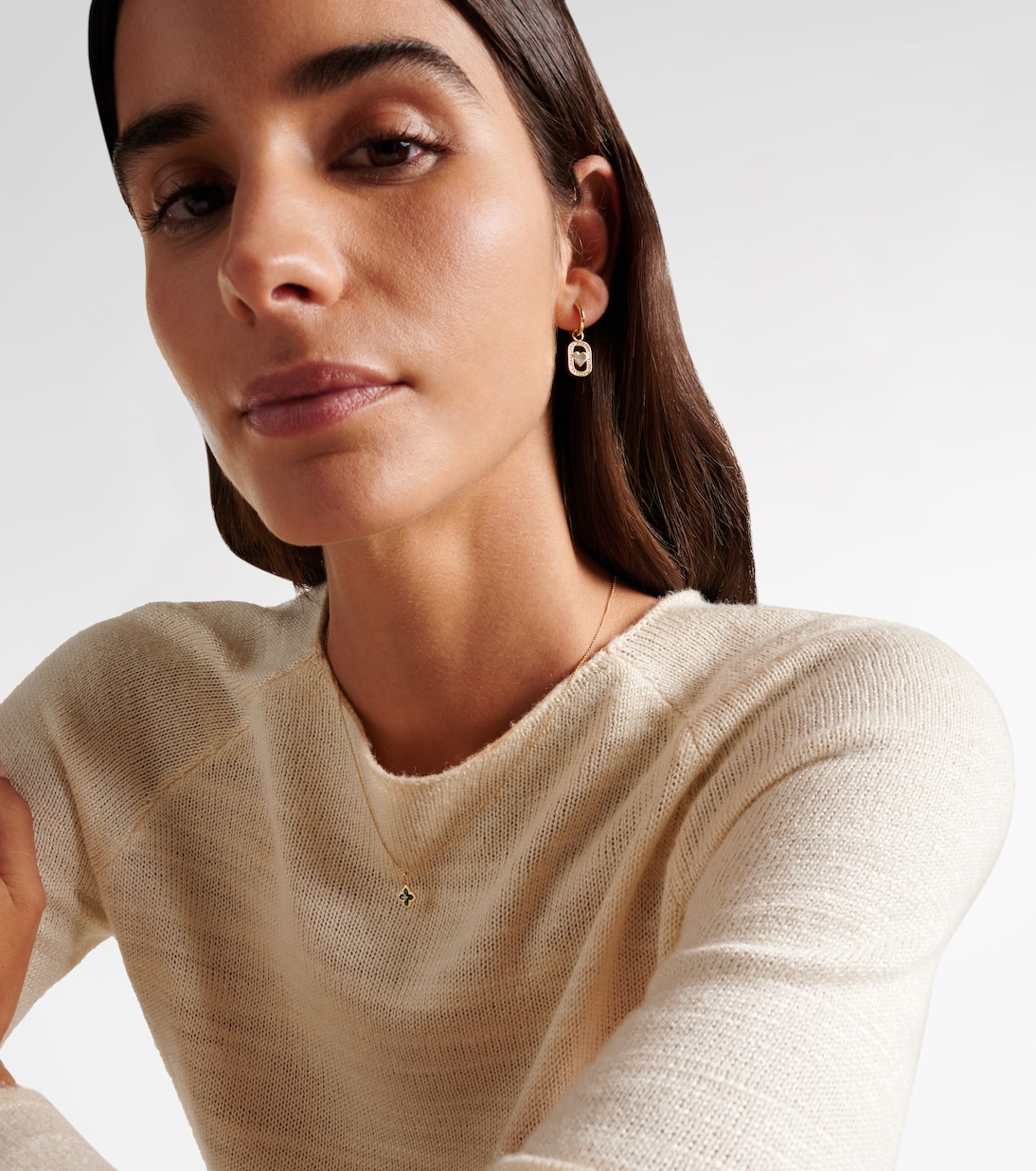 Mini Moroccan 14kt gold necklace with enamel and diamond | Sydney Evan