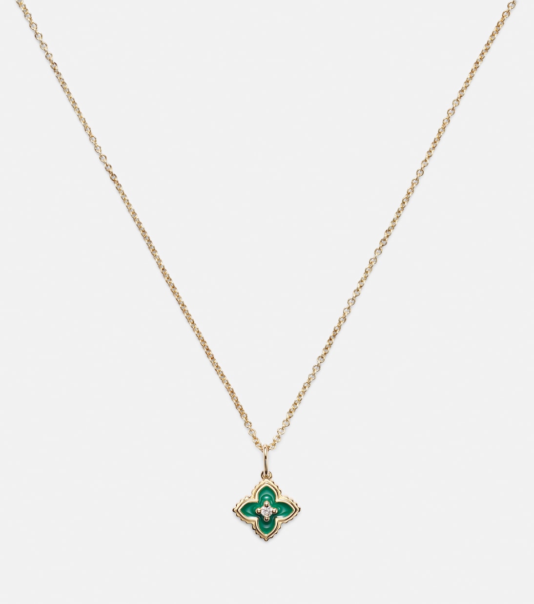 Mini Moroccan 14kt gold necklace with enamel and diamond | Sydney Evan