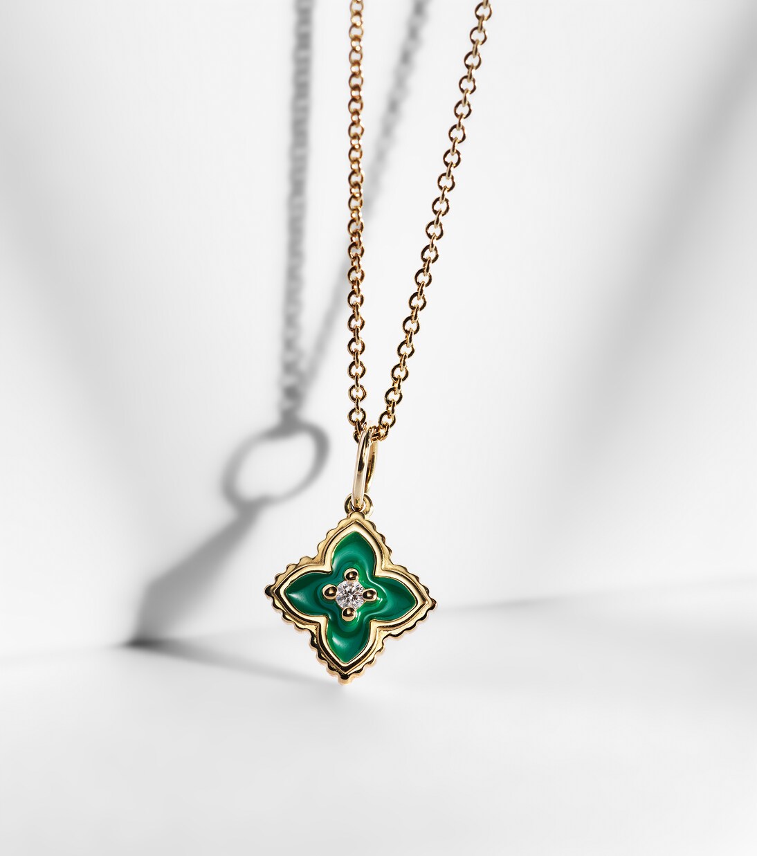 Mini Moroccan 14kt gold necklace with enamel and diamond | Sydney Evan
