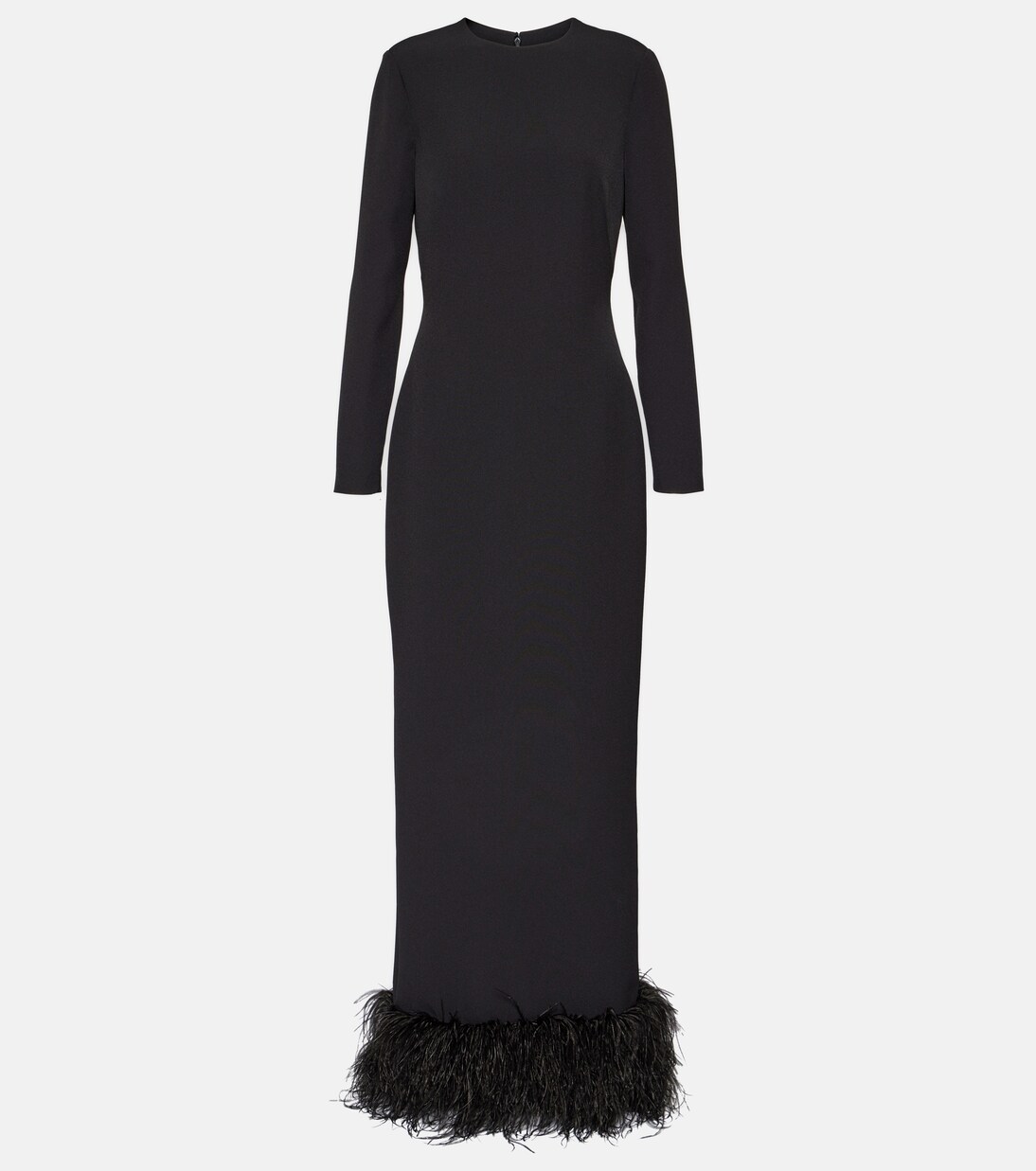 Abito lungo in crêpe con piume | Safiyaa
