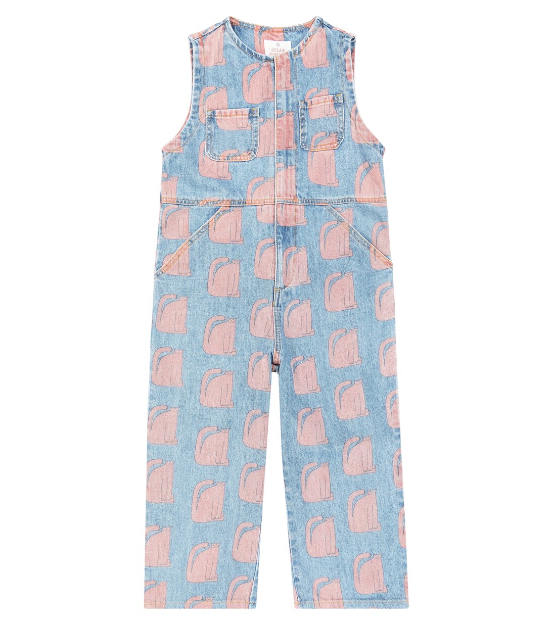 Cat print denim overalls | Jellymallow