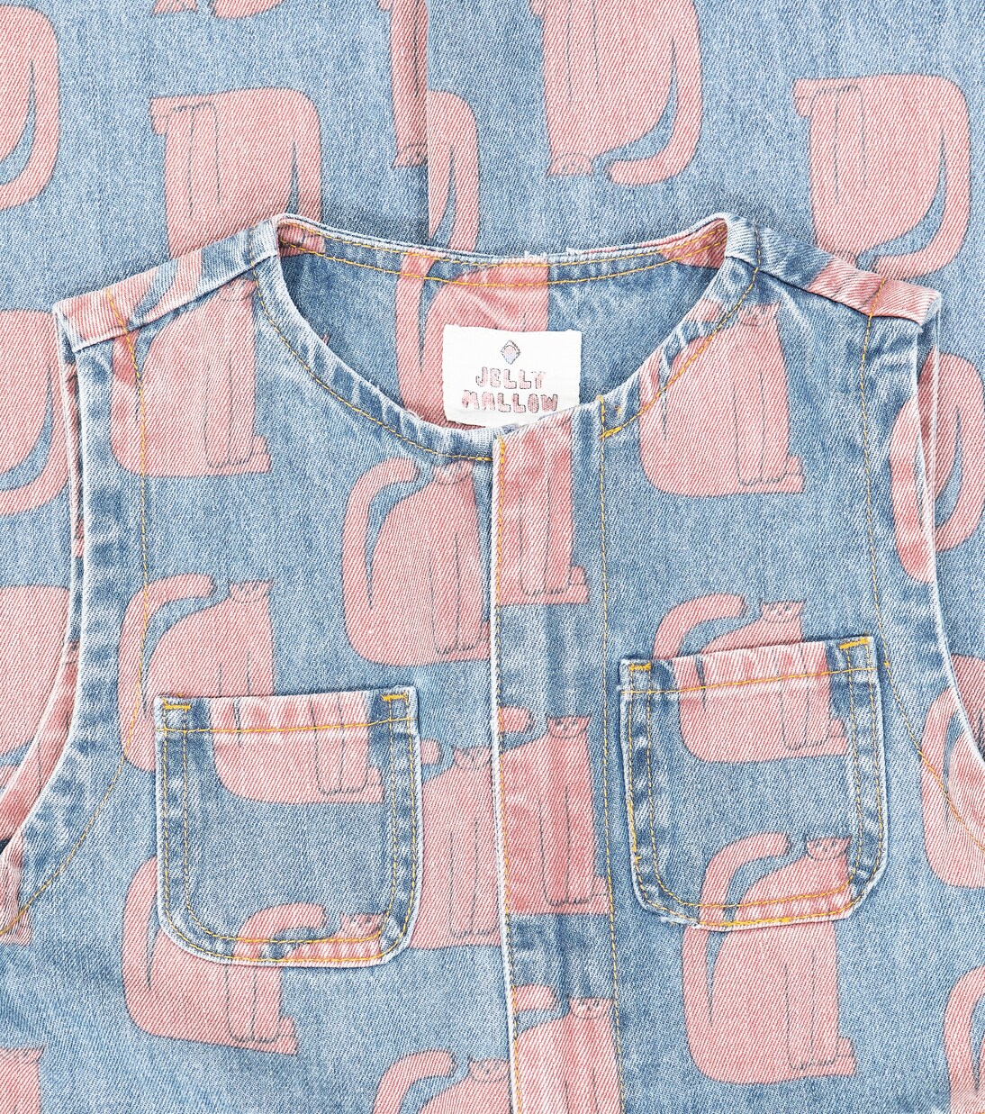 Cat print denim overalls | Jellymallow
