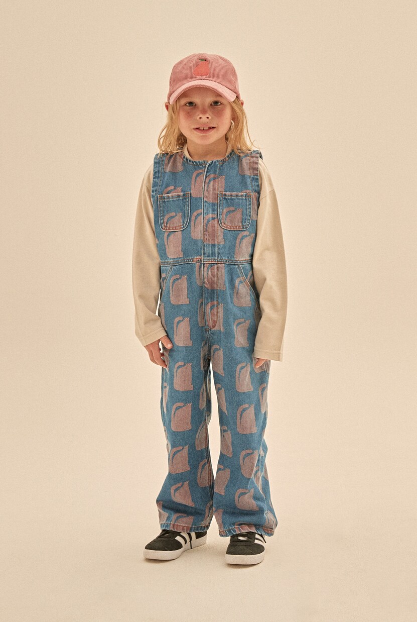 Cat print denim overalls | Jellymallow