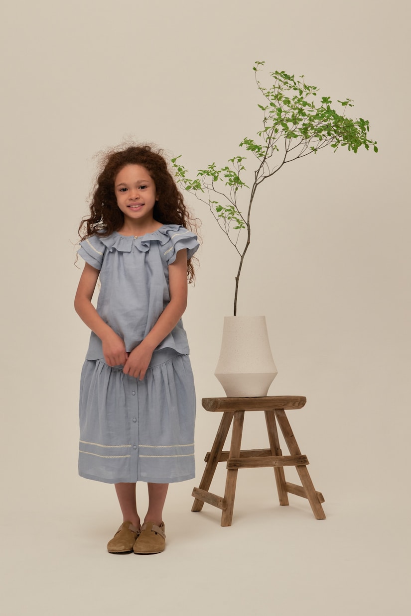 Carlotta ruffled ramie top | C'era Una Volta