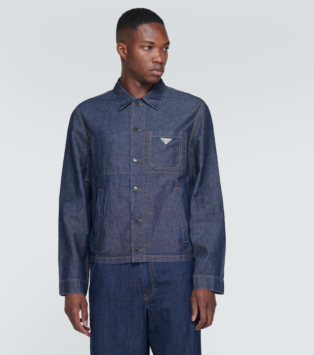 Hemdjacke aus Baumwolle und Leinen | Prada