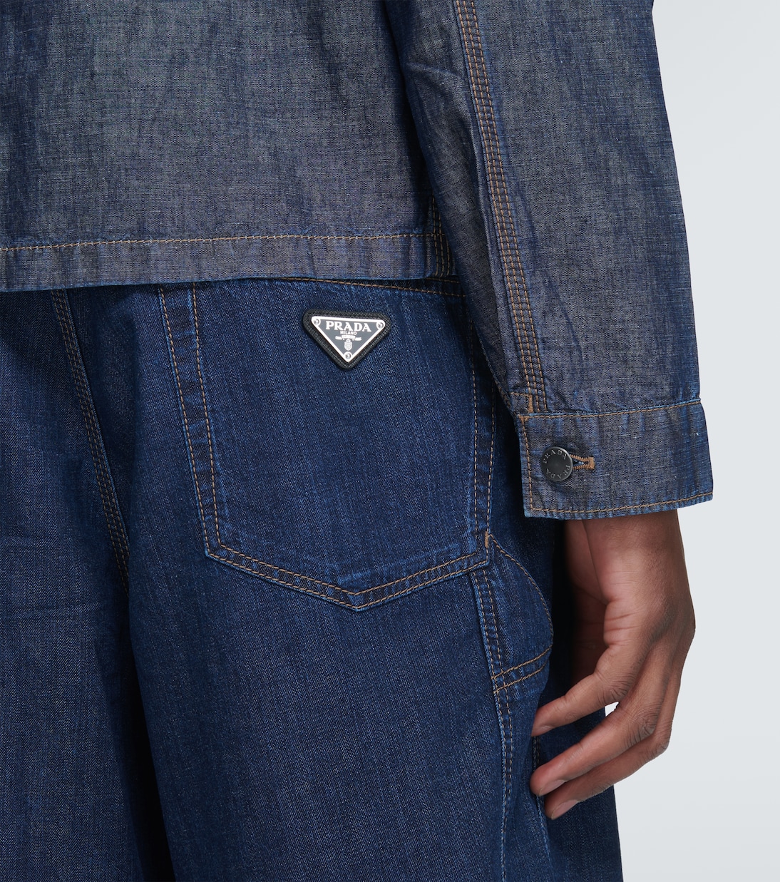 Hemdjacke aus Baumwolle und Leinen | Prada