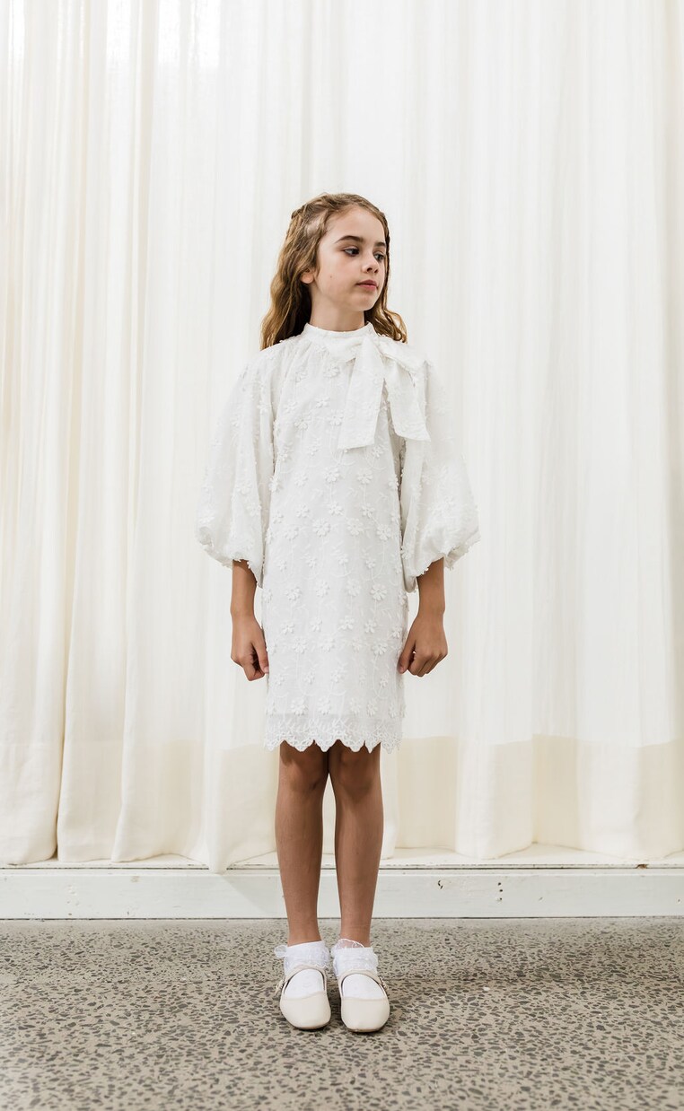 Tie-neck cotton dress | Petite Amalie  
