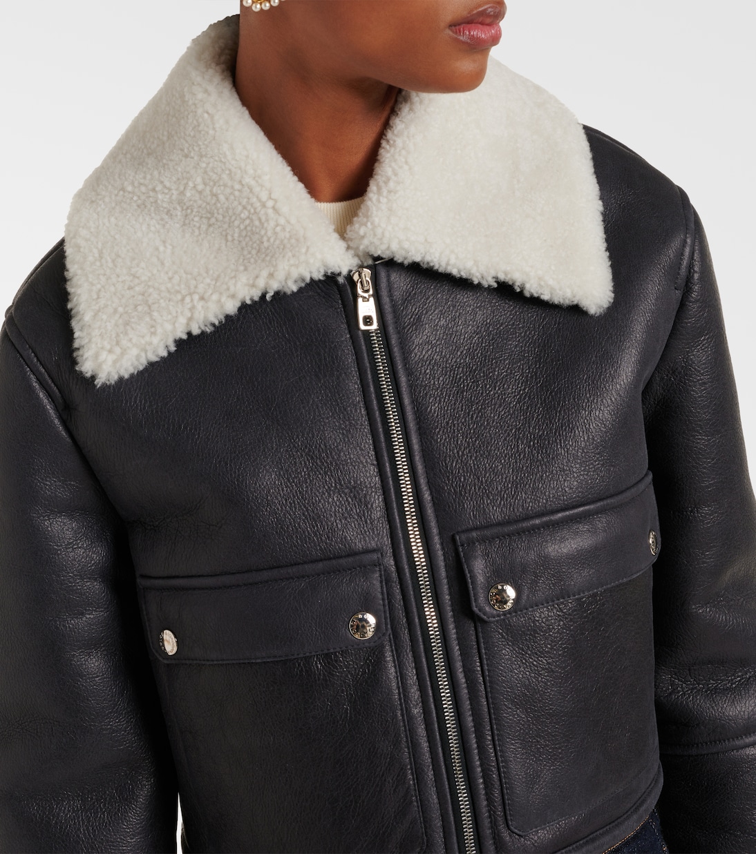 Cropped-Lederjacke mit Shearling | Dolce&Gabbana