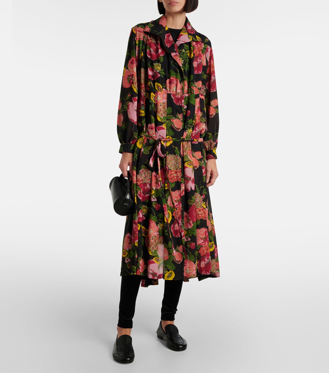 Robe midi en georgette et jersey | Junya Watanabe