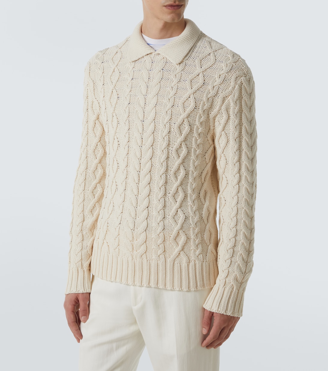 Cable-knit cotton-blend sweater | Ralph Lauren Purple Label