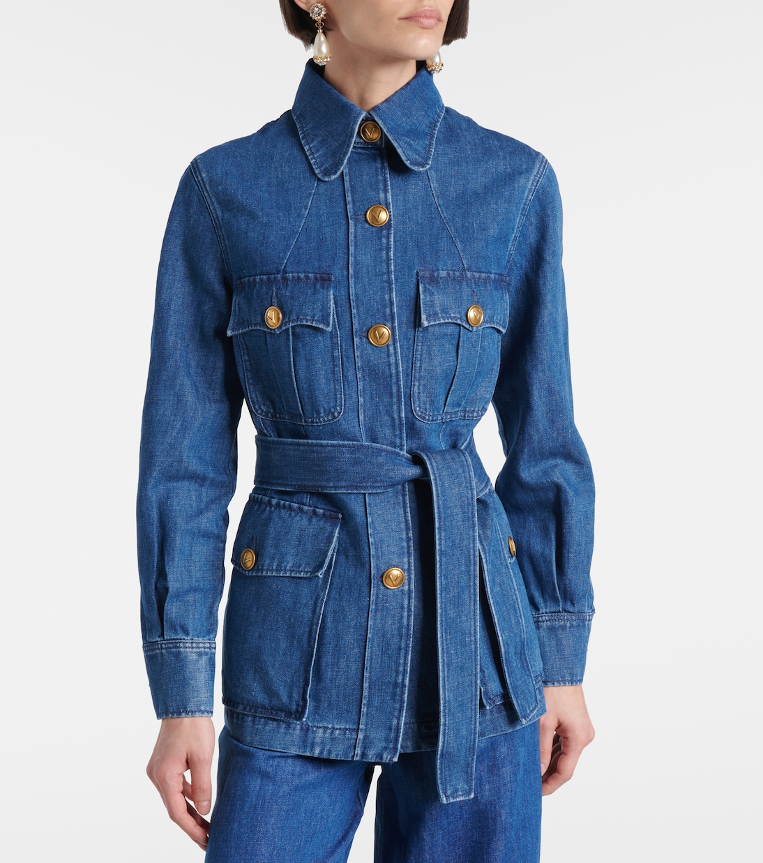 Belted denim jacket | Valentino