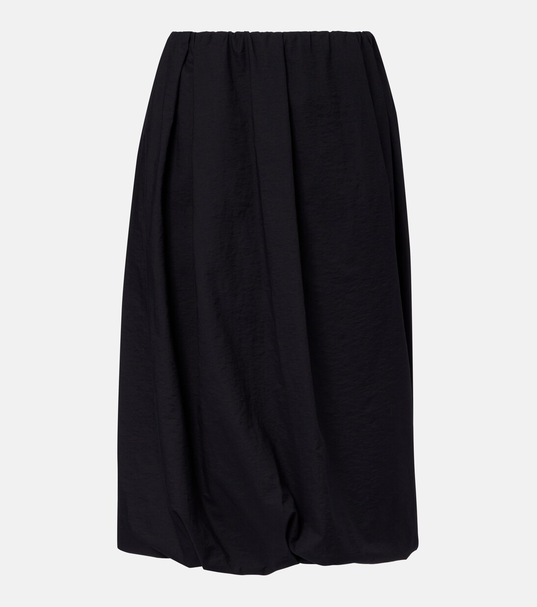 Gathered cotton-blend midi skirt | Brunello Cucinelli