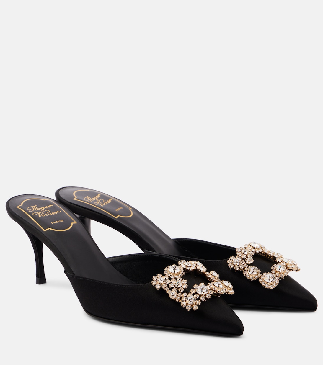 Efflorescence 65 embellished satin mules  | Roger Vivier