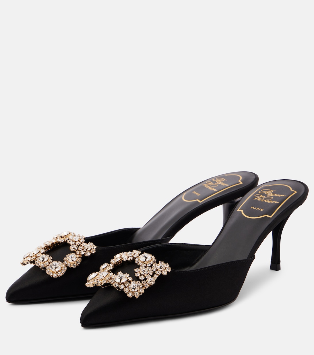 Efflorescence 65 embellished satin mules  | Roger Vivier